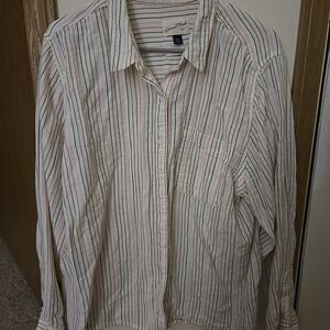 Universal Thread Women's Classic Multicolor Stripe Long Sleeve Button Down Top